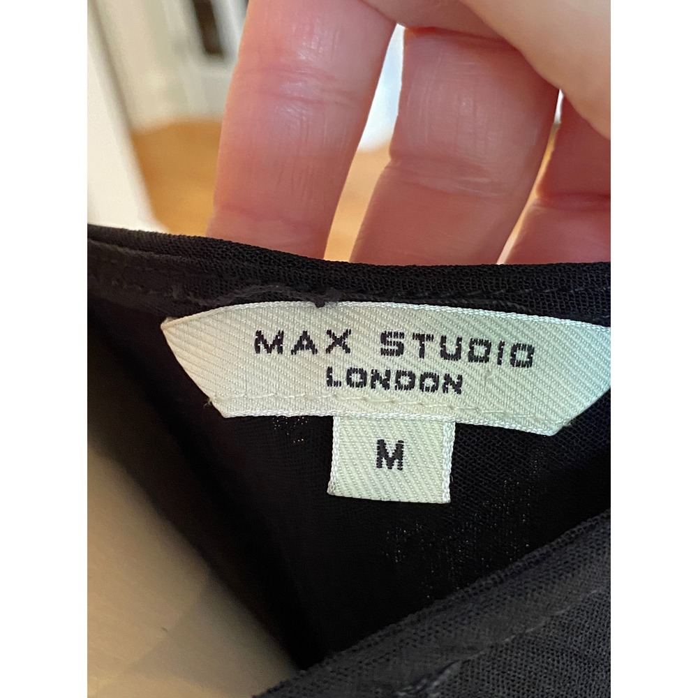 Max Studio London Black Tiered Surplice V-Neck Midi Dress Size M - Picture 7 of 14